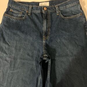 GAP Blue Wide-Leg Denim Jeans with Copper Button